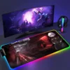 RGB Mouse Pad E Evangelion PC Gaming Accessories LED Mousepad Gamer Cabinet Carpet Keyboard Mat Computer 10 - Neon Genesis Evangelion Shop